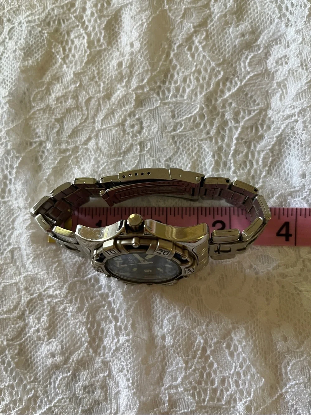 Bass Stainless Steel Watch with Black Dial and Silver Bracelet